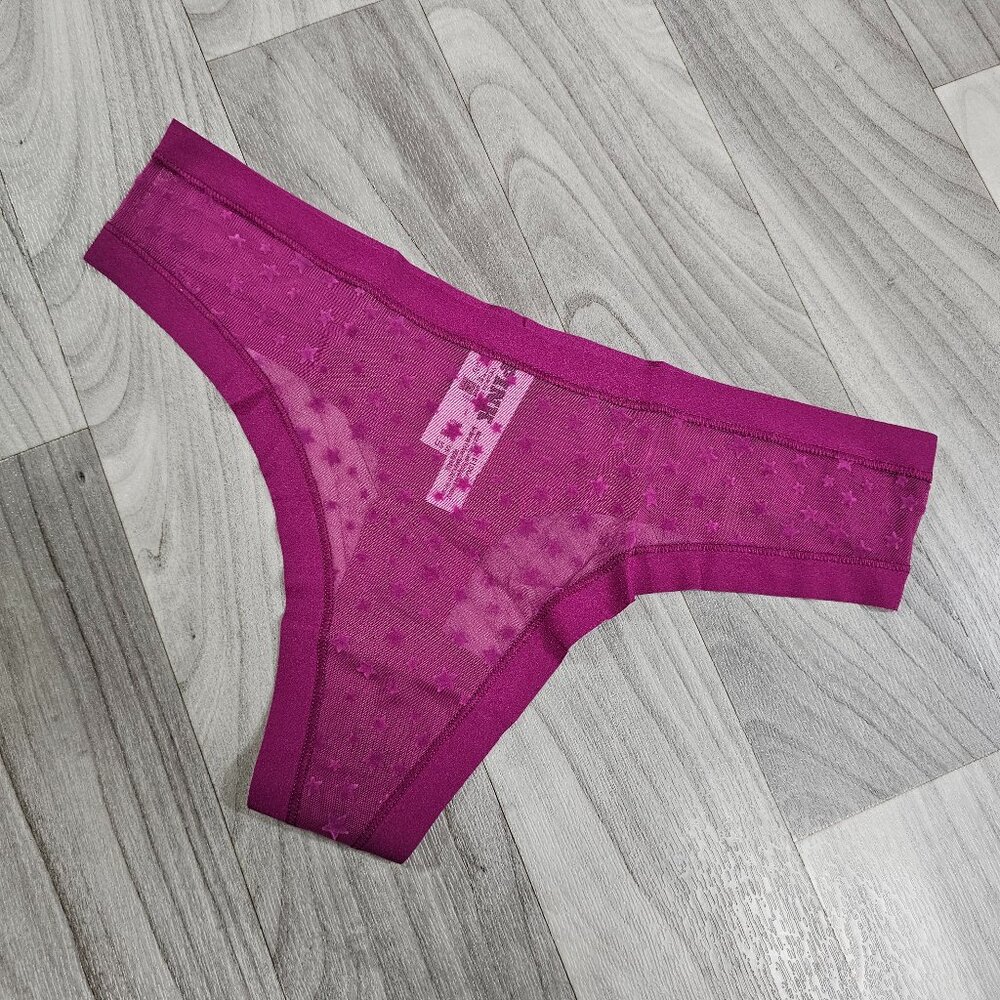 Victoria's Secret PINK No-Show Thong Panty Star Pattern Size L